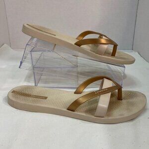 Ipanema Kirei Flip Flops Women’s Size 9 Nude/Gold Brazilian Eco-Friendly Sandal
